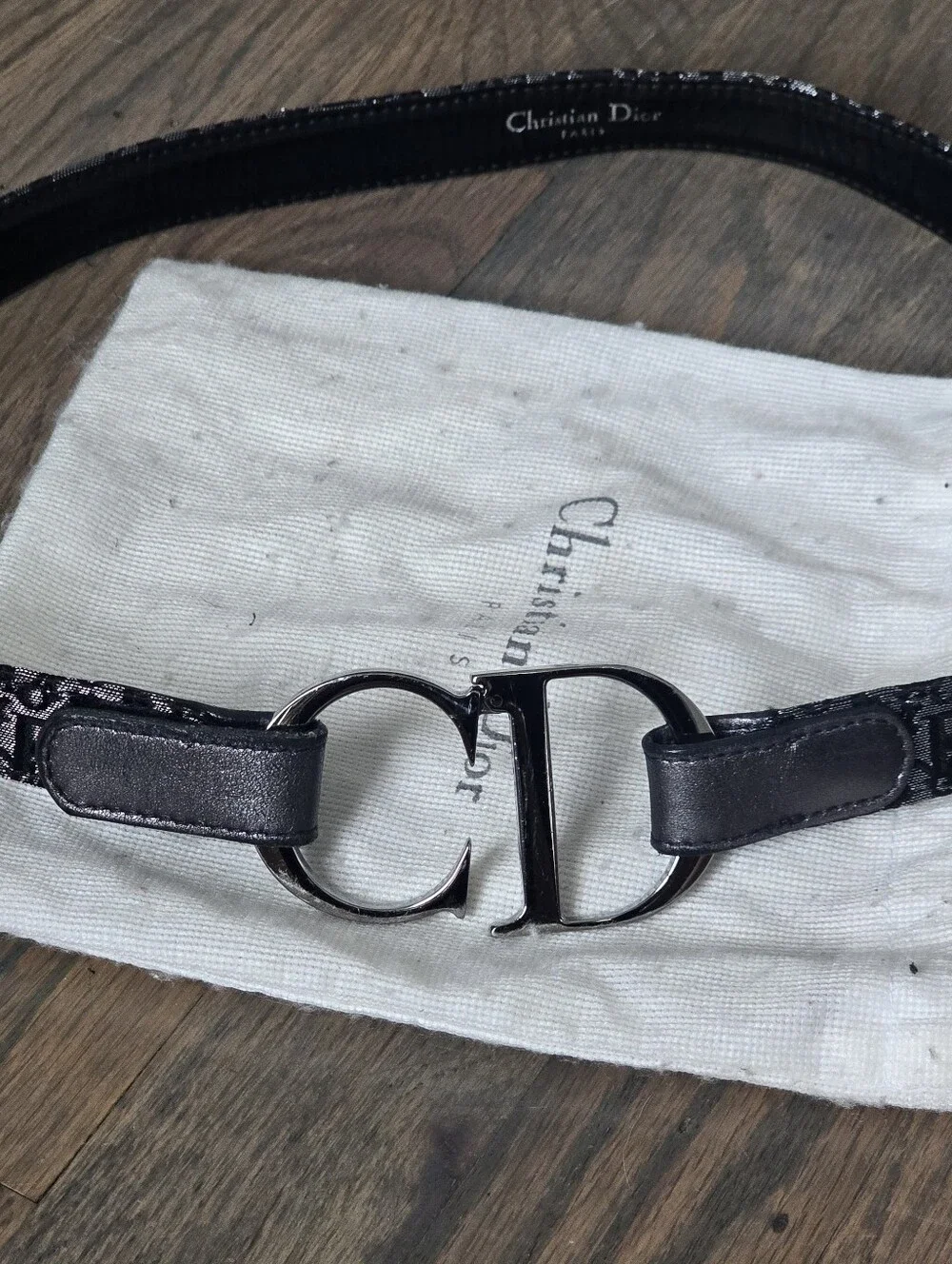 Dior Black Monogram CD Buckle Belt Galliano Era Size 70